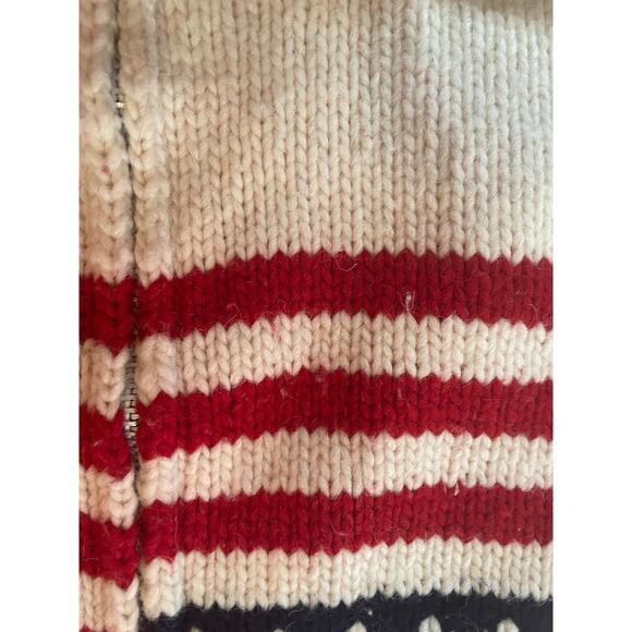 Vintage Hand Knit World of Wool Vintage American Flag sweater w/ zip RARE HEAVY - Picture 6 of 6